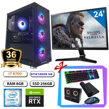 Full bộ PC Gaming Valhalla - Core i7 8700/ Z370/ 8GB/ GTX 1660 super / 24 inch Full HD