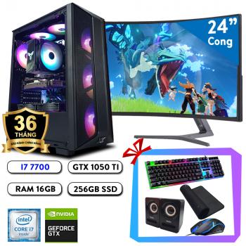 Full Bộ PC Gaming Genshin - i7 7700/ Z270/ Ram 16GB/ GTX 1050Ti/ 256GB/ 600W/ 24inch